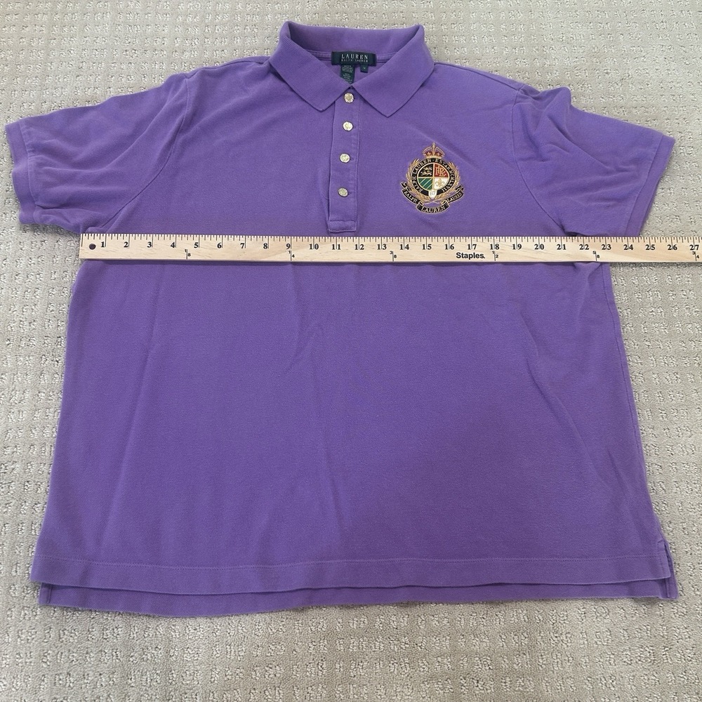 Ralph Lauren Women's Size XL Purple Polo Shirt Green Label Logo Button-Up - Picture 5 of 6